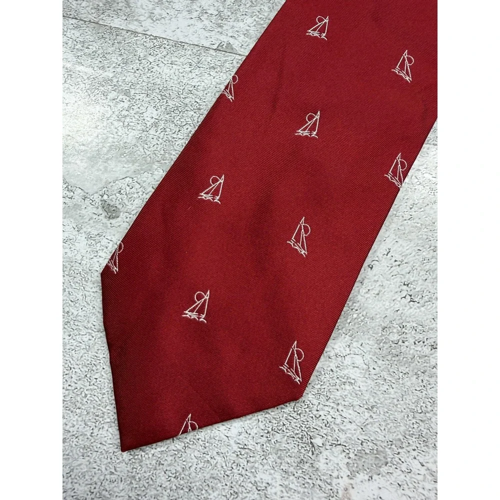 Prodotto Di Lusso Tie Mens Red Silk Handmade Italy Nautical Embroidered Pointed